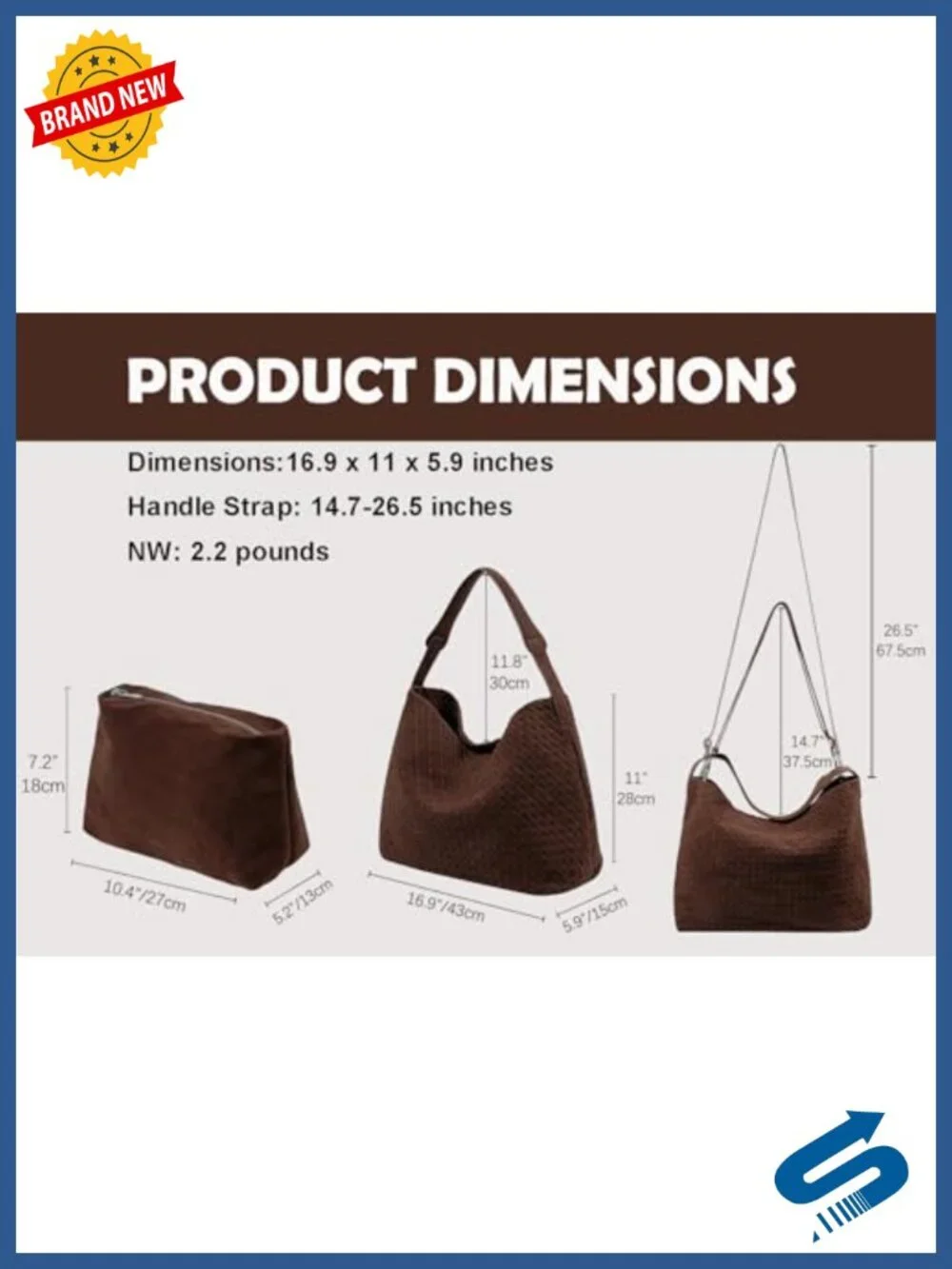 Vegan Leather Suede Woven Hobo Tote Bag Large Crossbody Shoulder Handbag